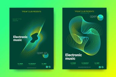 Elektronik müzik Fest poster. Vektör bozuk mermi ve şeritler.