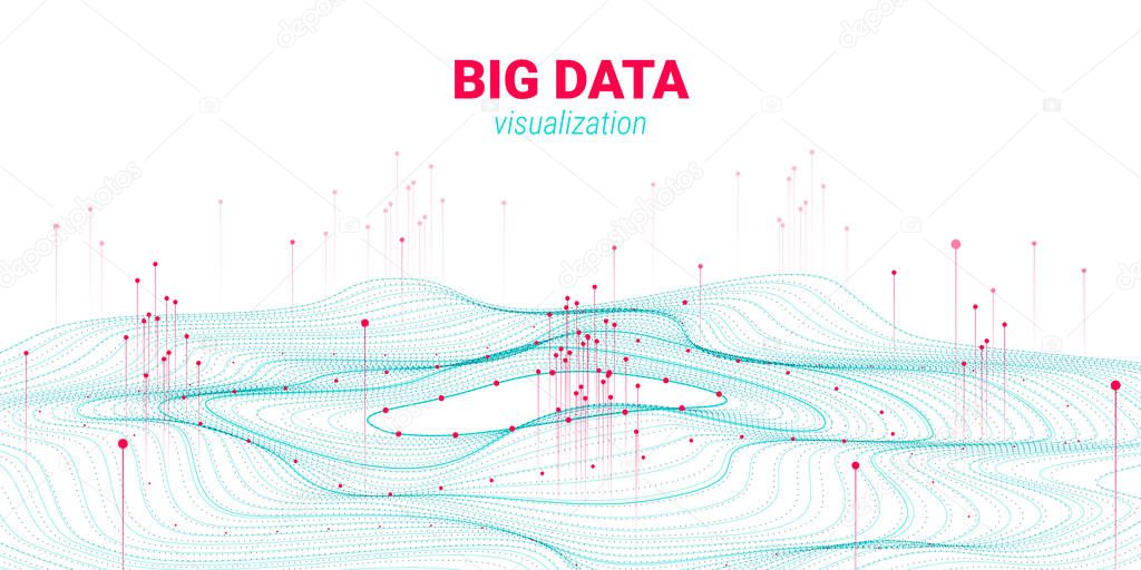 Wave 3D Big Data Visualization. Analysis Infographic.