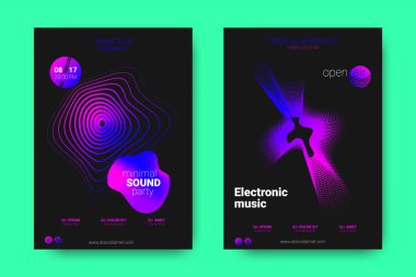 Müzik posterler ekolayzır ve dalga ile daireler bozuk.