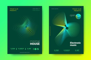 Elektronik müzik Fest poster. Vektör bozuk mermi ve şeritler.