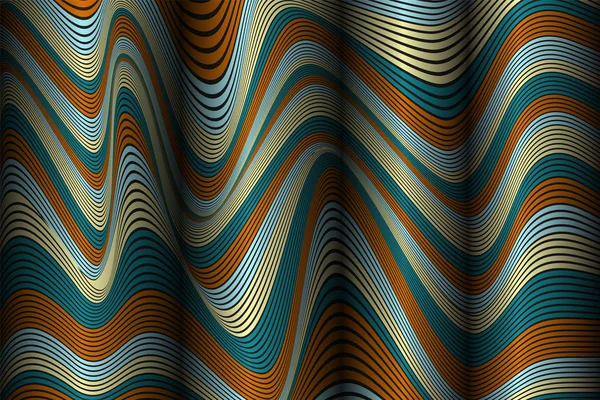 扭曲的条纹曲面。波浪线和渐变网格。新潮的抽象背景。具有体积和运动效果的未来模板。流。矢量线失真的波形3d 抽象. — 图库矢量图片