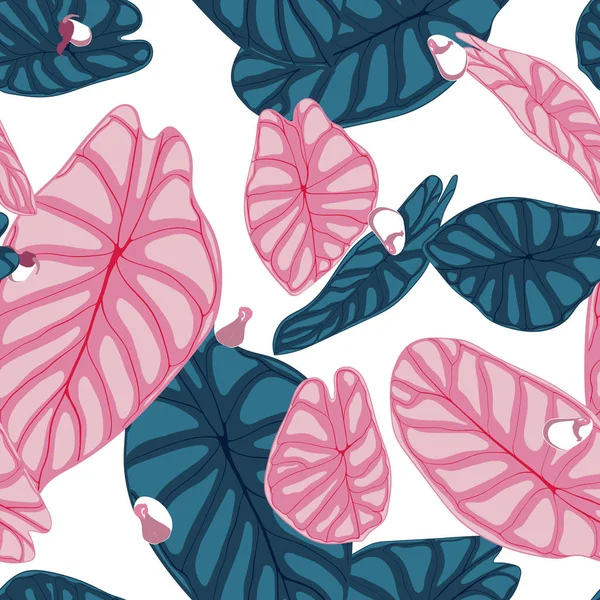 Modèle de jungle sans couture. Feuilles tropicales vectorielles dans le style aquarelle. Contexte avec des plantes stylisées Alocasia. Feuillage exotique manuscrit. Modèle tropical sans couture pour textile, conception de tissu, tissu . — Image vectorielle