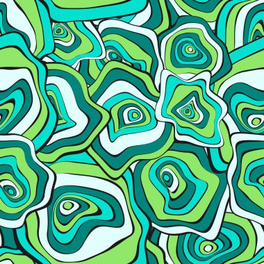Elle çizilmiş dalgalı daireler. Etnik tarzda arka plan sorunsuz. Vektör deforme mermi ile Psychedelic desen. Dalga Dikişsiz desen kumaş, tekstil, kumaş tasarımı için. Bozulma, noktalar.