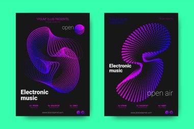 Müzik posterler ekolayzır ve dalga ile daireler bozuk.