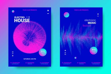 Dalga noktalı çizgiler ile müzik el ilanları.