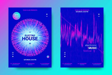 Dalga noktalı çizgiler ile müzik el ilanları.