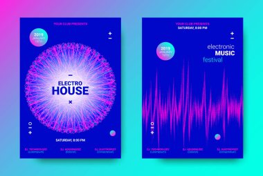 Dalga noktalı çizgiler ile müzik el ilanları.