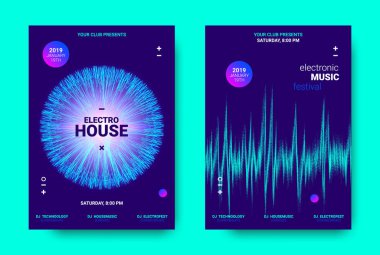 Işık ve hareket etkisi ile müzik posterleri.