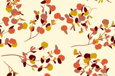 Tropikal Seamless modeli. Vektör Okaliptüs yaprakları ve güzel çiçek öğeleri. Botanik yaz arka plan. Zarif tropikal Seamless modeli düğün tasarım, baskı, tekstil, kumaş, ambalaj için.