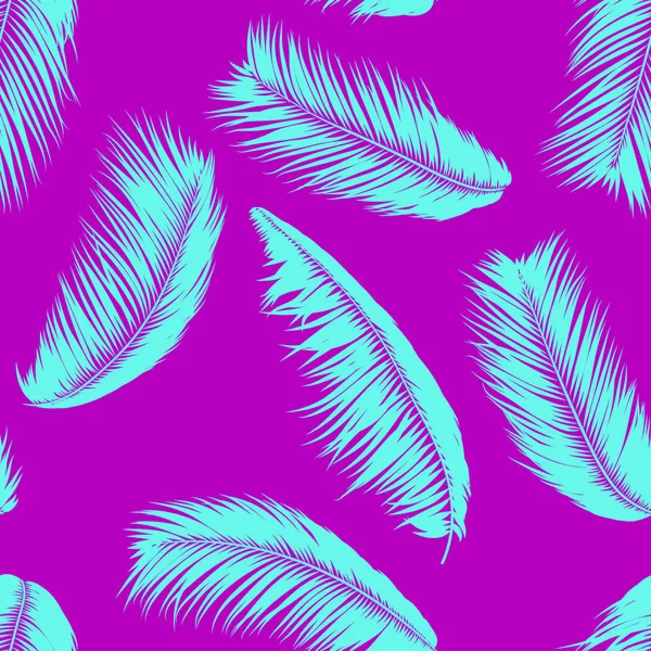 열 대 야 자 나무 잎입니다. 벡터 완벽 한 패턴입니다. 간단한 실루엣 코코넛 잎 밑그림입니다. 여름 꽃 배경입니다. 정글 한 단풍 섬유 디자인을 위한 유행 벽지 이국적인 야자수의 잎. — 스톡 벡터