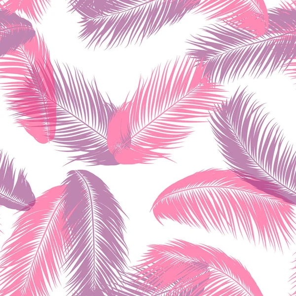 Hojas de palmeras tropicales. Patrón sin costura vectorial. Simple Silhouette Coconut Leaf Sketch. Fondo floral de verano. Fondo de pantalla de hojas de palmera exóticas para textiles, tela, diseño de tela, estampado . — Vector de stock