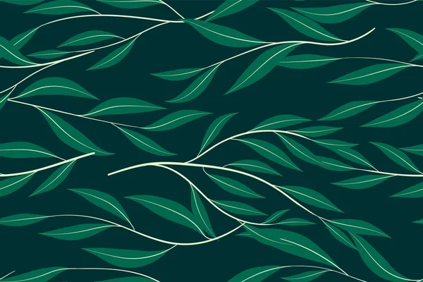 Eucalyptus Vector Seamless Pattern with Leaves, Branches and Floral Elements. Elégant fond mignon pour la conception de mariage rustique, tissu, textile, robe. Eucalyptus vecteur dans le style vintage pour imprimer . — Image vectorielle