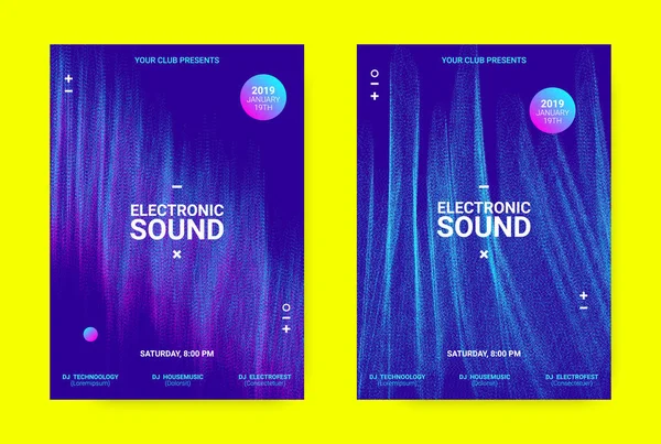 Wave Musikplakat-Konzept. Elektronischer Soundflyer. — Stockvektor