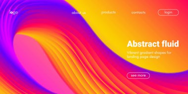 Açılış sayfası şablonu soyut sıvı şekillerle.