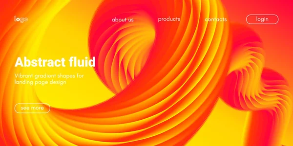 Plantilla de Landing Page con formas abstractas de fluidos . — Vector de stock