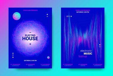 Dalga noktalı çizgiler ile müzik el ilanları.