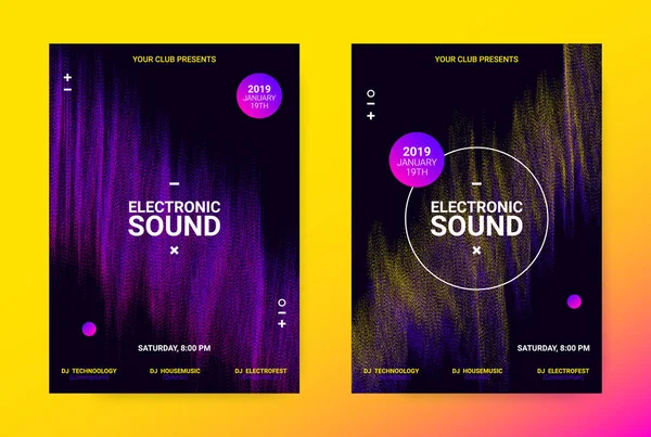 Wave Musikplakat-Konzept. Elektronischer Soundflyer. — Stockvektor