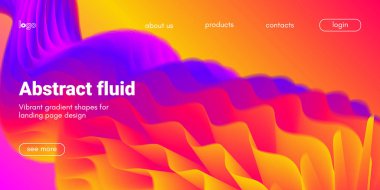 Açılış sayfası şablonu soyut sıvı şekillerle.