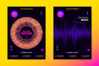 Wave müzik Poster konsepti. Elektronik ses el ilanı.