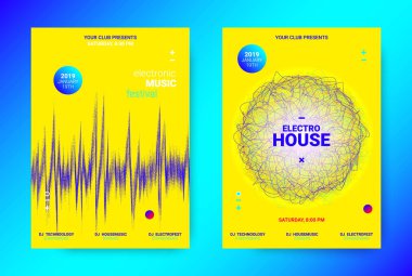 Wave müzik Poster konsepti. Elektronik ses el ilanı.