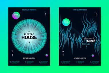 Wave müzik Poster konsepti. Elektronik ses el ilanı.