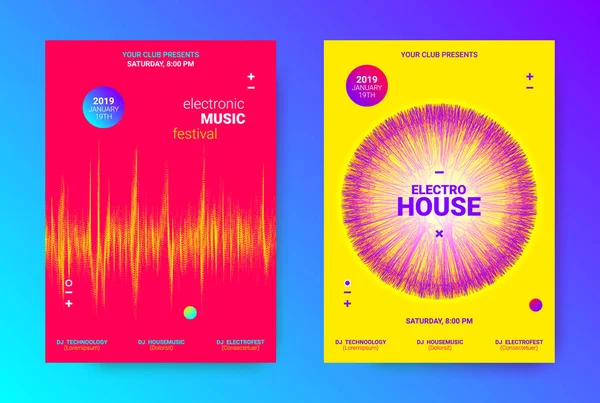 Wave müzik Poster konsepti. Elektronik ses el ilanı. — Stok Vektör