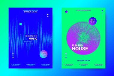 Wave müzik Poster konsepti. Elektronik ses el ilanı.