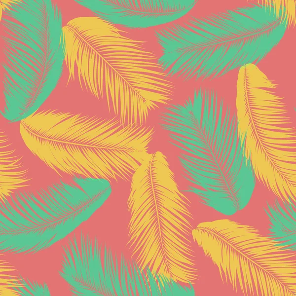 Vector Coconut Tree. Patrón Tropical Inconsútil con Hoja de Palma. Exotic Jungle Plants Abstract Background. Silueta simple de hojas tropicales. Ramas de cocoteros de moda para textiles, tela, fondo de pantalla — Vector de stock