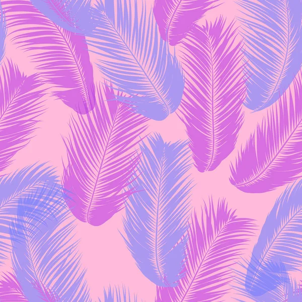 Vector Coconut Tree. Patrón Tropical Inconsútil con Hoja de Palma. Exotic Jungle Plants Abstract Background. Silueta simple de hojas tropicales. Ramas de cocoteros de moda para textiles, tela, fondo de pantalla — Vector de stock