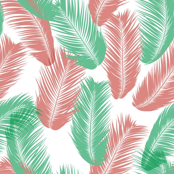 Tropische Palmenblätter. Vektor nahtlose Muster. einfache Silhouette Kokosblatt-Skizze. Sommer floralen Hintergrund. Tapete aus exotischen Palmblättern für Textilien, Stoff, Stoffdesign, Druck, Fliesen — Stockvektor
