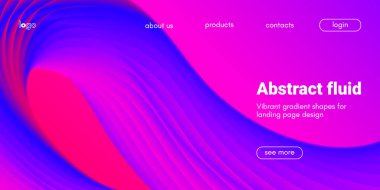Açılış sayfası şablonu soyut sıvı şekillerle.