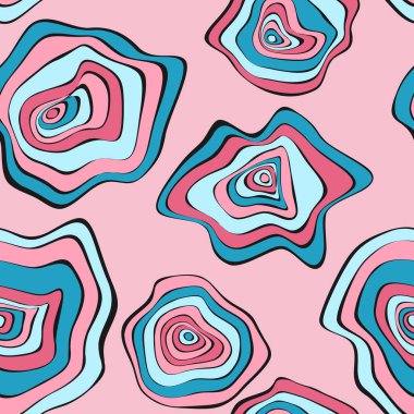 Dalgalı bozuk mermi. Deforme daireler ile Seamless modeli. El arka plan çekilmiş. Vektör Psychedelic illüstrasyon renkli lekeler ile. Dalga Dikişsiz desen kumaş, tekstil, ambalaj için.