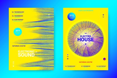 Wave müzik Poster konsepti. Elektronik ses el ilanı.
