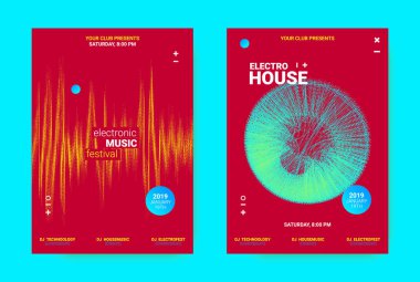 Wave müzik Poster konsepti. Elektronik ses el ilanı.