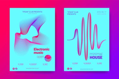 Equalizer'ı ve dalga renkli bozuk mermi ile müzik el ilanları.