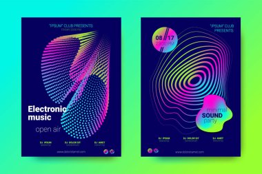 Müzik el ilanları seti dalga çizgileri ve distorsiyon.