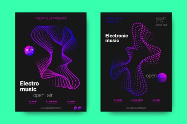 Müzik posterler ekolayzır ve dalga ile daireler bozuk.