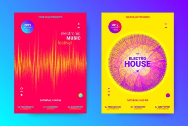 Wave müzik Poster konsepti. Elektronik ses el ilanı.