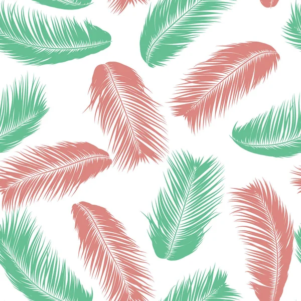 열 대 야 자 나무 잎입니다. 벡터 완벽 한 패턴입니다. 간단한 실루엣 코코넛 잎 밑그림입니다. 여름 꽃 배경입니다. 섬유, 직물, 옷감 디자인, 인쇄, 타일 벽지 이국적인 야자수의 잎 — 스톡 벡터