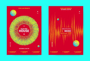 Wave müzik Poster konsepti. Elektronik ses el ilanı.