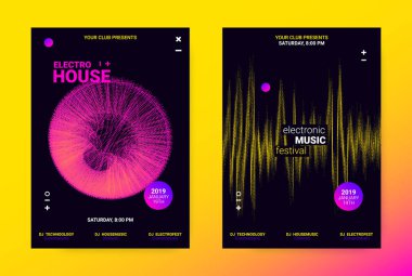Wave müzik Poster konsepti. Elektronik ses el ilanı.
