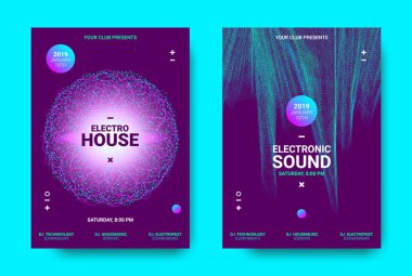 Elektronik müzik festivali için 3D poster.