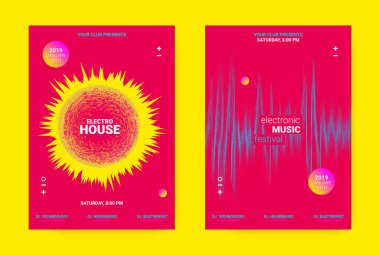 Wave müzik Poster konsepti. Elektronik ses el ilanı.