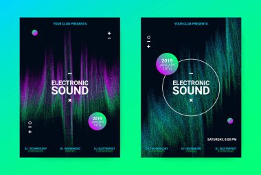 Wave müzik Poster konsepti. Elektronik ses el ilanı.
