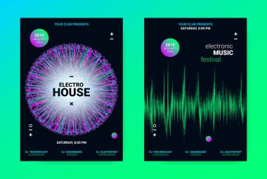 Wave müzik Poster konsepti. Elektronik ses el ilanı.