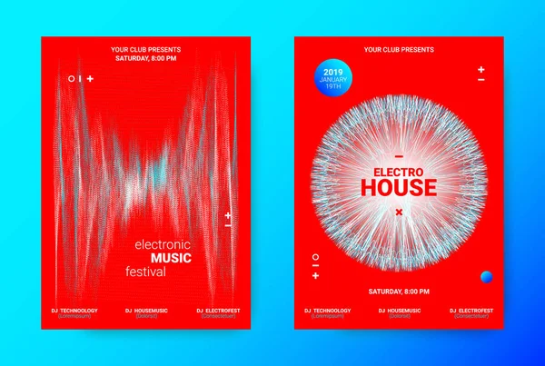 Wave Musikplakat-Konzept. Elektronischer Soundflyer. — Stockvektor