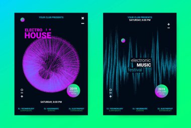 Wave müzik Poster konsepti. Elektronik ses el ilanı.