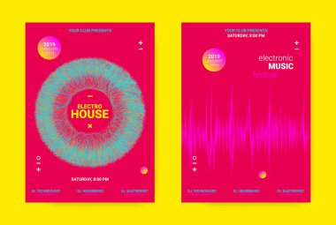 Wave müzik Poster konsepti. Elektronik ses el ilanı.