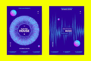 Wave müzik Poster konsepti. Elektronik ses el ilanı.