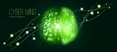Teknoloji illüstrasyon Cyber zihin kavramı ile.